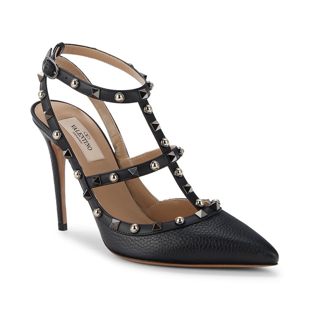 New Size 39.5 Valentino Garavani Rockstud Black Leather Pumps - Picture 1 of 10